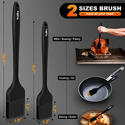  Silicone Basting Pastry Brush, Heat Resistant Pastry Brush Set, Strong Steel Core And One-Pieces Design, Perfect For BBQ Grill Baking Kitchen Cooking, BPA Free And Dishwasher Safe (2 Pcs)