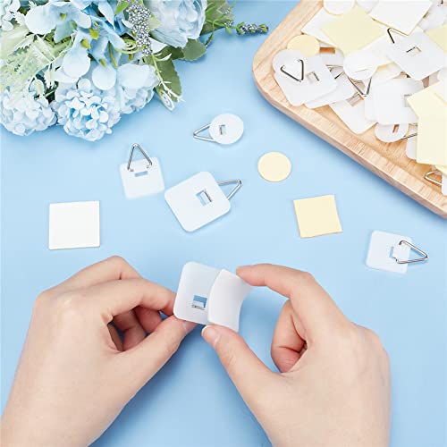  60 Pack Invisible Adhesive Plate Hanger Set Vertical Plate Holders For The Wall 3 Shape Square Round Adhesive Hanger Hooks For Plate Pictures Wall Art Decor