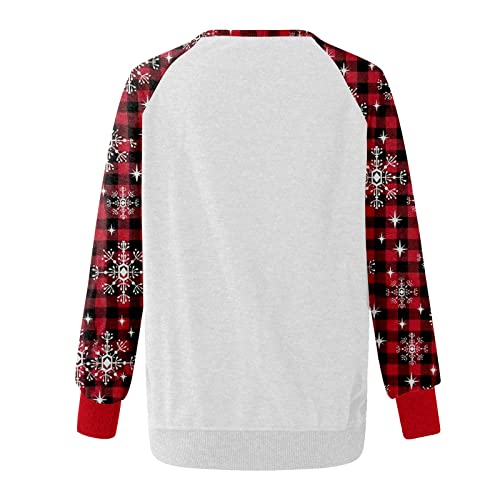  Womens Causal Loose Crewneck Cute Plus Size Sweatshirts Long Sleeve Christmas Print Crew Neck Pullover Top Streetwear