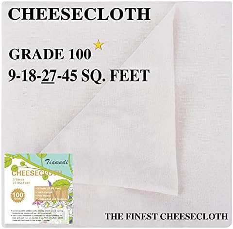  Cheesecloth, Grade 100, 18 Square Feet, 100% Unbleached Pure Cotton Cheesecloth For Straining, Filtering And Roasting, Ultra Fine And Dense Muslin Cloths, Hallowmas