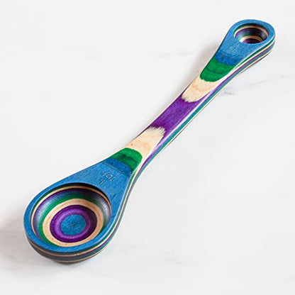  Ique Mumbai Collection 2-in-1 Wooden Measuring Spoon With Tablespoon And Teaspoon Measurements