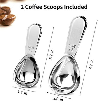 2 Tablespoon Measuring Spoon, Coffee Scoop Stainless Steel With Accurate Measurement Short Handle Metal Spoons 2Pcs Set For Tea Sugar Flour (1 Tbsp & 2 Tbsp)