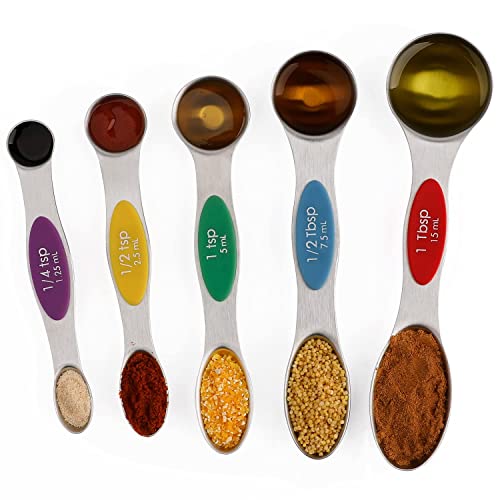  Magnetic Measuring Spoons Stainless Steel Teaspoon And Tablespoon Measurement Spoon Set Of 5 For Dry And Liquid Ingredients