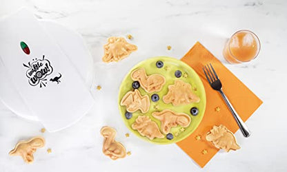  Dinosaur Mini Waffle Maker- 5 Different Shaped Dinos In Minutes - Make Fun Jurassic Breakfast For Kids And Adults With Cool Novelty Pancakes, Electric Non-Stick Waffler Iron, Fun Gift For Holiday
