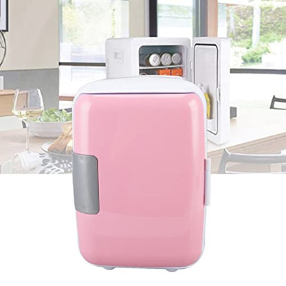  Mini Fridge, 4 Liter ABS Partition Detachable Portable Cooler And Warmer Car Fridge Personal Refrigerator For Skin Care, Cosmetics, Beverage, Food, Great For Bedroom, Office, Car, Dorm(Pink)