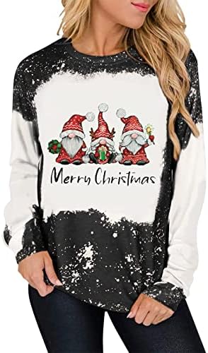  Womens Causal Loose Crewneck Fall Plus Size Christmas Print Long Sleeve Crew Neck Sweatshirts Pullover Top Fall Clothes