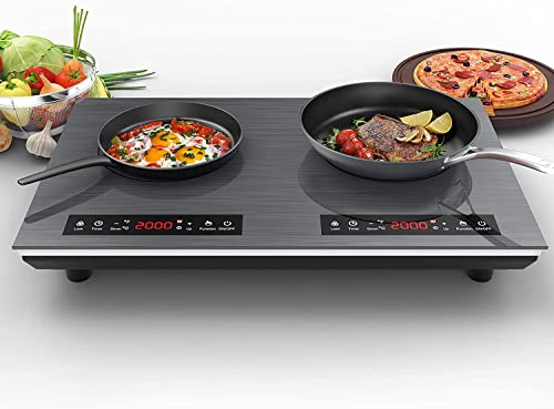  Induction Cooktop With 2 Burners, 9 Heating Level, Induction Cooktops 2 Burner With Child Safety Lock & Timer, Sensor Touch Control, 110~120V