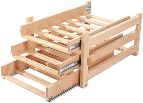 Logic In-Cabinet Sliding Tray Wine Rack, 30-Bottle, Solid Maple Wood, Unstained With Clear Satin Lacquer Finish
