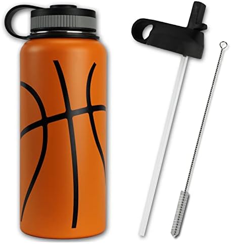  Water Bottle Baseball Softball Tumbler 32 Oz Gift For Mom Men Flask Sports Travel Waterbottle, Stainless Steel, Vacuum Insulated, Water Cold For 24, Hot For 12 Hours
