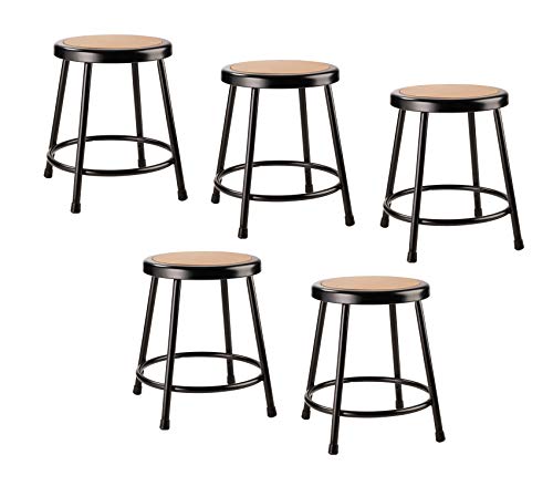  (5 Pack) National Public Seating 18" Heavy Duty Steel Stool, Grey