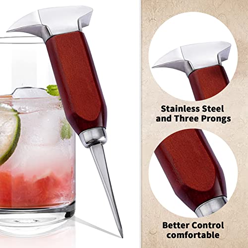 Ice Pick - 7 Inch Stainless Steel Ice Crusher With Wood Handle, Japanese Style Ice Chipper Dual-action Ice Chisel Ideal For Bars And Home