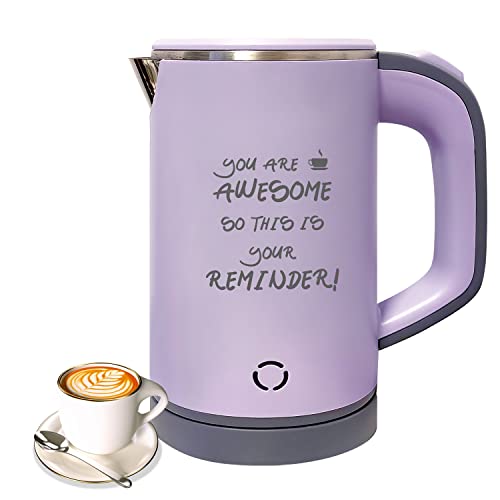  Small Electric Tea Kettle, 0.8L Portable Travel Hot Water Boiler Stainless Steel,Low Power Cordles Mini Electric Coffee Kettle Auto Shut-off,Gift For Camping, Travel, Office And Student Dormitory