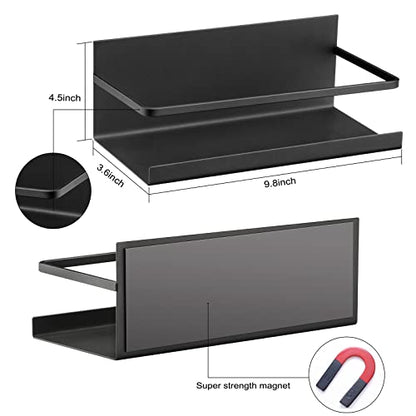  Siasky 2Pcs Magnetic Spice Rack, Magnetic Shelf For Refrigerator Magnetic Fridge Shelf With 4 Removable Hooks For Kitchen Space Saver