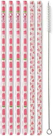  Reusable Straws Luxy Leopard + Blush Reusable Straw Set + Cleaning Brush, Each Straw Is 10.25 Inch Long (Fits Swig Life 20oz Tumblers, 22oz Tumblers, And 32oz Tumblers)