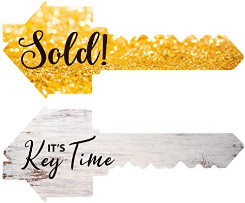  Real Estate Social Media Testimonial Photo Prop Signs - Great For Instagram, Twitter & Facebook (2 Pack, Key - Sold/Key Time AND Key - Found The One/Home Sweet Home)