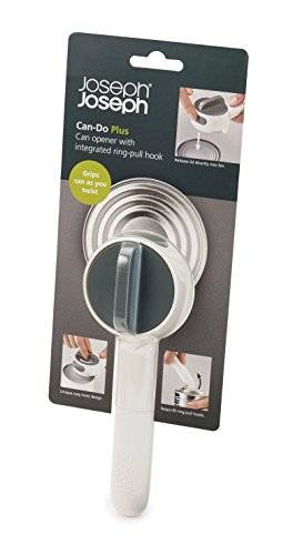 Joseph Joseph Can-Do Plus Compact Can Opener Manual Easy Twist Pull Tab Stainless Steel Portable Space-Saving, White