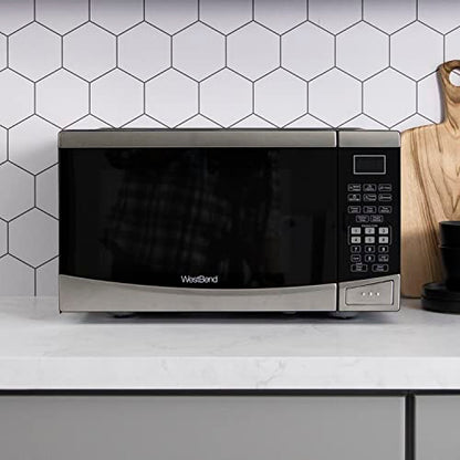  MW92S Microwave Oven 900-Watts Compact With 6 Pre Cooking Settings, Speed Defrost, Electronic Control Panel And Glass Turntable, Metallic