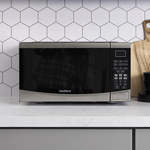  MW92S Microwave Oven 900-Watts Compact With 6 Pre Cooking Settings, Speed Defrost, Electronic Control Panel And Glass Turntable, Metallic