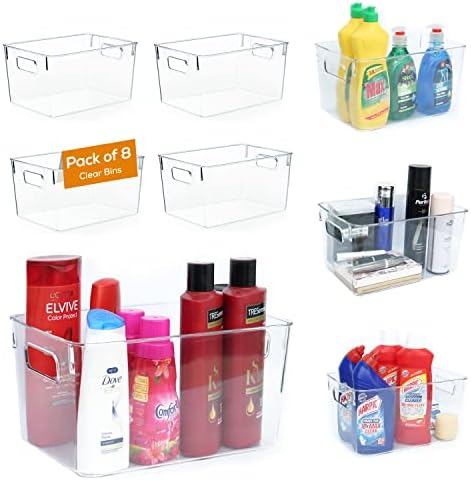  Plastic Storage Bins 11x8x6 Storage Container -Stackable Storage Bins -Home Organization Storage,Kitchen And Refrigerator Organizer Bins,Pantry Organizer Bin,BPA Free (Pack Of 8)