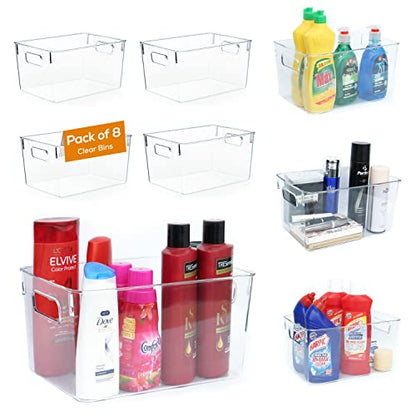  Plastic Storage Bins 11x8x6 Storage Container -Stackable Storage Bins -Home Organization Storage,Kitchen And Refrigerator Organizer Bins,Pantry Organizer Bin,BPA Free (Pack Of 8)