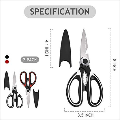  Kitchen Shears,RageCraft 2-Pack Kitchen Premium Heavy Duty Dishwasher Safe Scissors,Super-Sharp Scissors,Multipurpose Stainless Steel Scissors For Chicken,Poultry Meat,Fish,Vegetables,Herbs