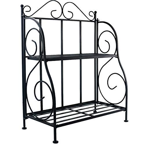  Sunnyglade Spice Rack, 2-Tier Foldable Shelf Rack Kitchen Bathroom Countertop, 2-Tier Standing Storage Organizer Spice Jars Bottle Shelf Holder Rack -Black