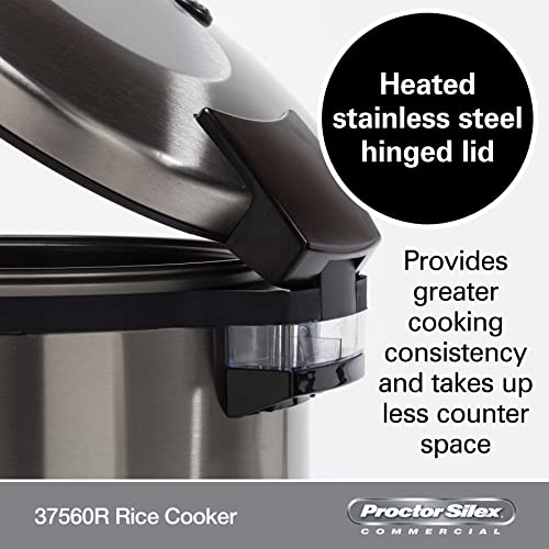  Proctor Silex Commercial 37560R Rice Cooker/Warmer, 60 Cups Cooked Rice, Non-Stick Pot, Hinged Lid, Stainless Steel Housing, 1 Year Warranty