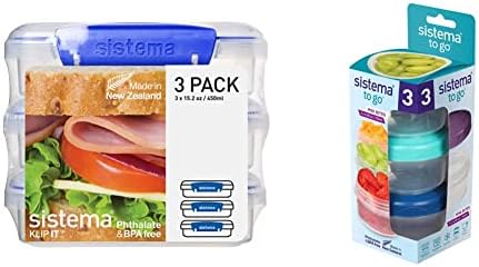 Sistema KLIP IT Accents Collection Sandwich Box Food Storage Container, 15.2 Oz./0.5 L, Color Received May Vary