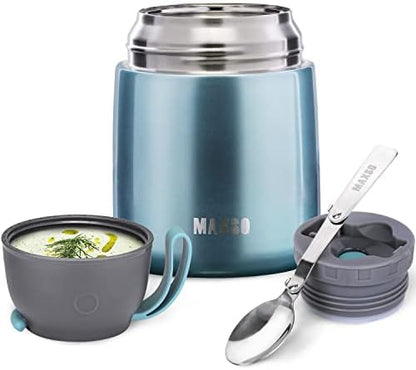  Soup Thermos For Hot Food, 17 Oz Stainless Steel Vacuum Insulated Lunch Container Bento Box With Spoon For Adults, Leakproof Thermal Food Jar For Office Picnic Travel - Black