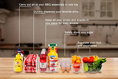  Clear Fridge Organizer Bins - Refrigerator Organizer Bins For Home Essentials, Food, Toiletries, Makeup, Cleaning Supplies, Laundry Room, Pantry And Kitchen Organization And Storage (6 Pack)