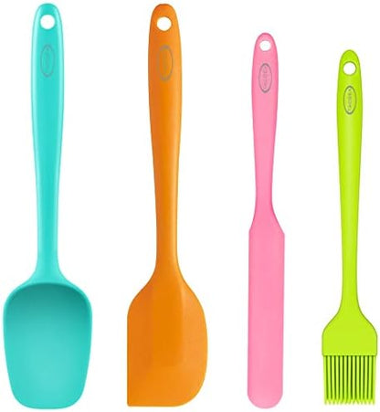  Silicone Spatula Set, Heat-Resistant Non-Stick One Piece Design Spatula For Cooking, Baking And Mixing, Dishwasher Safe, Set Of 4 Black