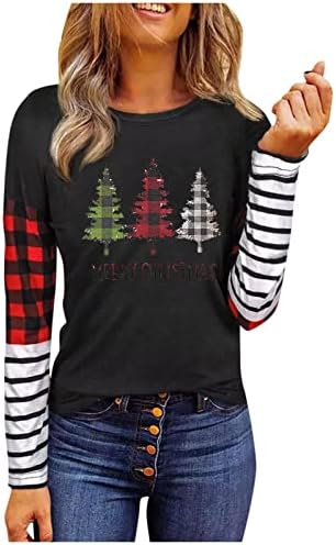  Crewneck Sweatshirts For Women Fall Plus Size Sweatshirts Long Sleeve Christmas Print Loose Tops Pullover Top Fall