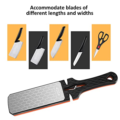  Diamond Sharpening Stone, 5-In-1 Knife Sharpening Stone Double-Sided 400/1000 Grit Honeycomb Surface Knife Sharpener Stone Whetstone Ceramic &Tungsten Steel Scissors Knives