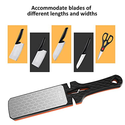  Diamond Sharpening Stone, 5-In-1 Knife Sharpening Stone Double-Sided 400/1000 Grit Honeycomb Surface Knife Sharpener Stone Whetstone Ceramic &Tungsten Steel Scissors Knives