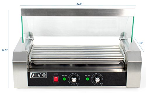  Electric 12 Hot Dog And 5 Roller Grill Warmer, Cooker Machine With Cover, HOTDG-V205