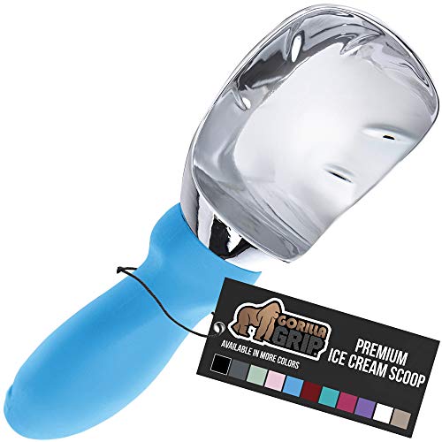  Gorilla Grip Large, Comfortable Handle, Heavy Duty Ice Cream Scoop, Professional Grade Scooper, Get Perfect Shape Scoops, Great For Spooning Frozen Hard Gelato And Sorbet, Cookie Dough, Melon, Aqua