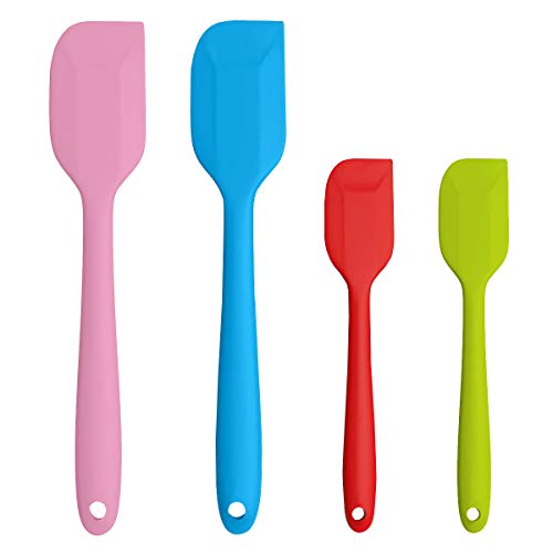  Silicone Spatulas Set Of 4 - Heat Resistant Non-Stick Flexible Rubber With Solid Stainless Steel Core Kitchen Essential Gadget Premium Scraper Spoon Set - Seamless, Dishwasher Safe, 2 Size