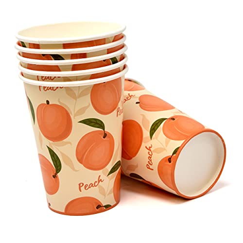  Peach Fruit Party Supplies Tableware Set Includes 24 9" Paper Plates 24 7" Plate 24 9 Oz Cups 50 Lunch Napkins For Sweet As Peaches Summer Tropical Themed Disposable Baby Shower Birthday Dinnerware