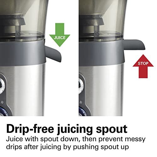 Hamilton Beach Juicer Machine, Centrifugal Extractor, Big Mouth 3" Feed Chute, Easy Clean, 2-Speeds, BPA Free Pitcher, Holds 40 Oz. - 850W Motor, Silver