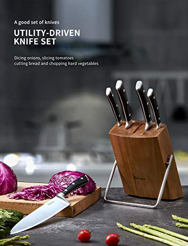  Kitchen Knife Set, 6-Piece Small Knife Set With Wooden Block, Super Sharp, High Carbon Stainless Steel Cutlery Knife Block Set
