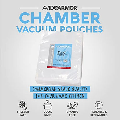  – Chamber Machine Pouches, Pre-Cut Chamber Vacuum Sealer Bags, Heavy Duty Seal Pouch, BPA-Free Chamber Sealer, 8 X 10 Inches, Pack Of 250 Vacuum Chamber Pouches