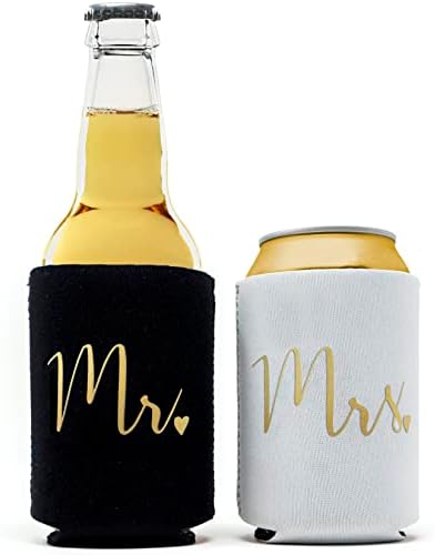  Wedding Can Coolers Mr And Mrs Gifts - Just Married Decorations, Wedding Day & Honeymoon Essentials, Presents For Newlywed Gifts For Couples, Wedding Gifts For Bride To Be And Groom - Gold