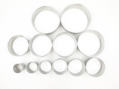  12 Piece Plain Round Pastry / Cookie Cutter Set Heavy Duty Commercial Grade 18/8 304 Stainless Steel - Metal Marked Size – Perfect For Cooking Enthusiast