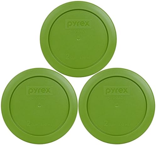 Pyrex 7200-PC 2-Cup Lawn Green Plastic Food Storage Lid, Made In USA - 2 Pack