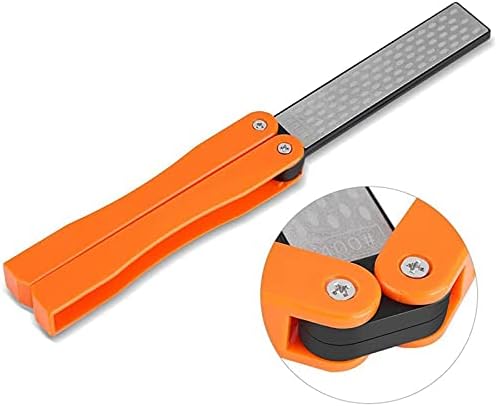  5" Diamond Pocket Sharpener Knife Sharpener Folding Knife Garden Tools Sharpening 400/600 Grit Double Sided Sharpening Stone For Kitchen, Garden, Outdoor Tools (Orange)