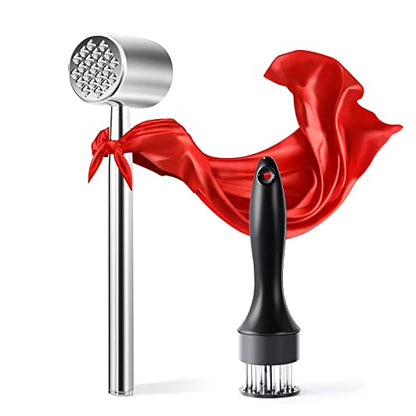  ChefVille MT02 2-in-1 Meat Tenderizer Tool, Meat Mallet, Meat Tenderizer Hammer For BBQ, Chicken, Steak, Fish