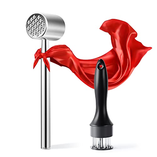 ChefVille MT02 2-in-1 Meat Tenderizer Tool, Meat Mallet, Meat Tenderizer Hammer For BBQ, Chicken, Steak, Fish