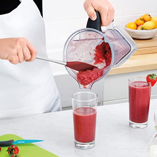  Flex-Core Long-Handled Silicone Jar Scraper Spatula, Stainless Steel Handle, Heat-Resistant Silicone Head With Curved Front For Scooping & Scraping, Dishwasher-Safe & BPA-Free