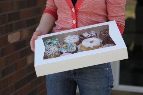  24543 Paperboard White Window Bakery Box, 16" Length X 12" Width X 2-1/4" Height (Case Of 100)