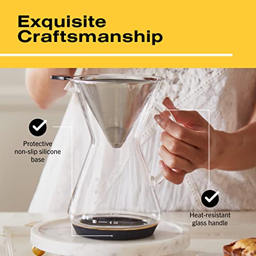  Pour Over Coffee Maker - 5 Cup Borosilicate Glass Carafe - Rust Resistant Stainless Steel Paperless Filter/Dripper - Includes Custom Silicone Sleeve